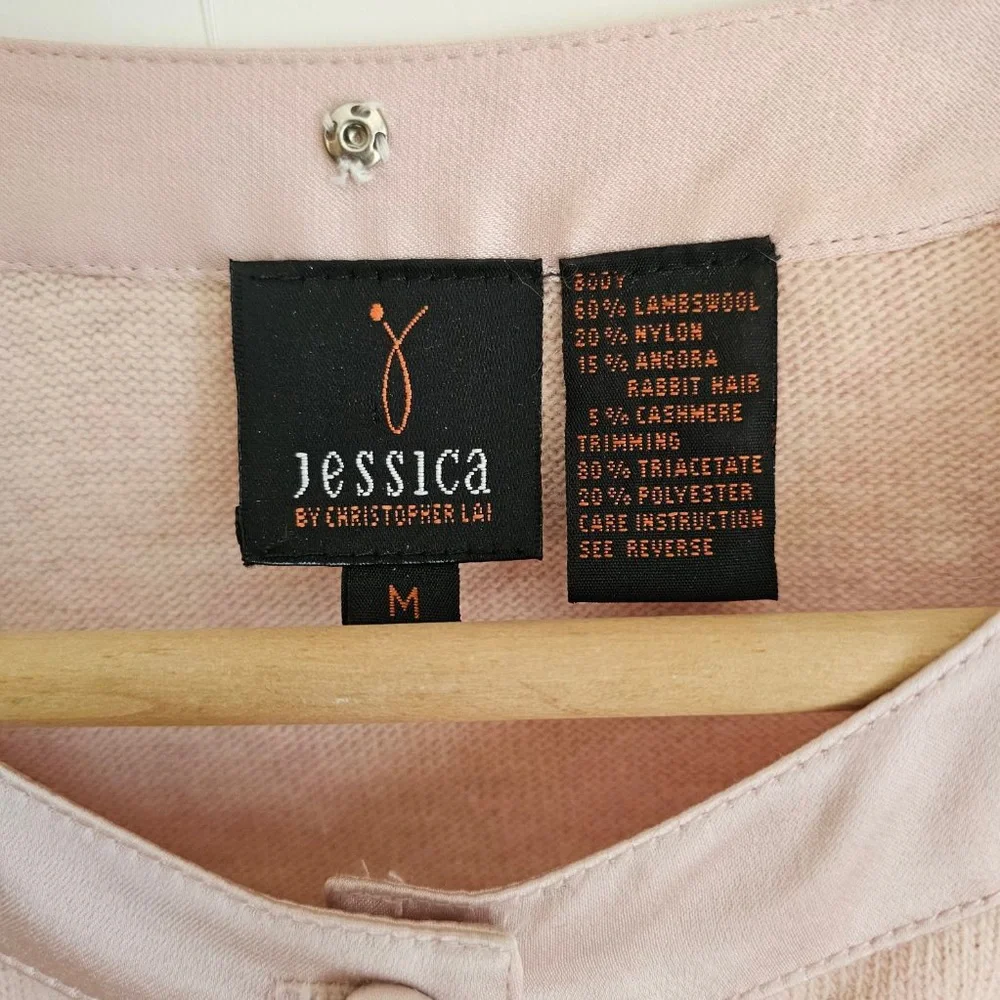 Vintage Cropped Cardigan  JESSICA BY CHRISTOPHER LAI Lambswool & Angora blend M - Picture 4 of 4